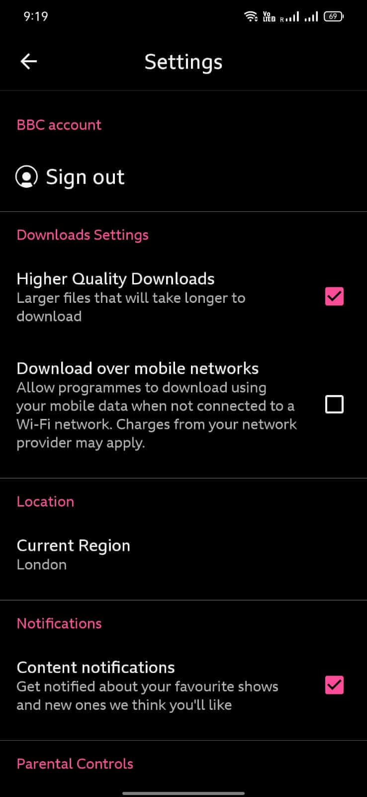BBC iPlayer screenshot