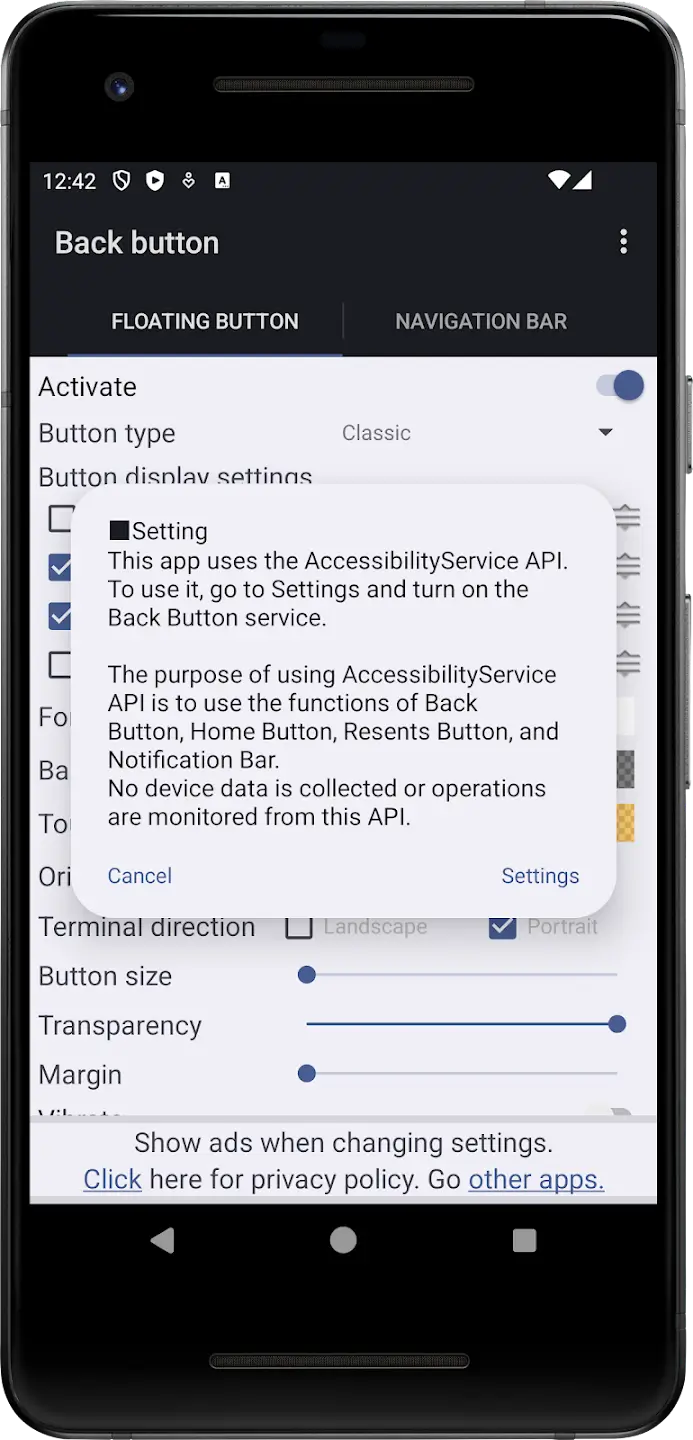 Back Button screenshot