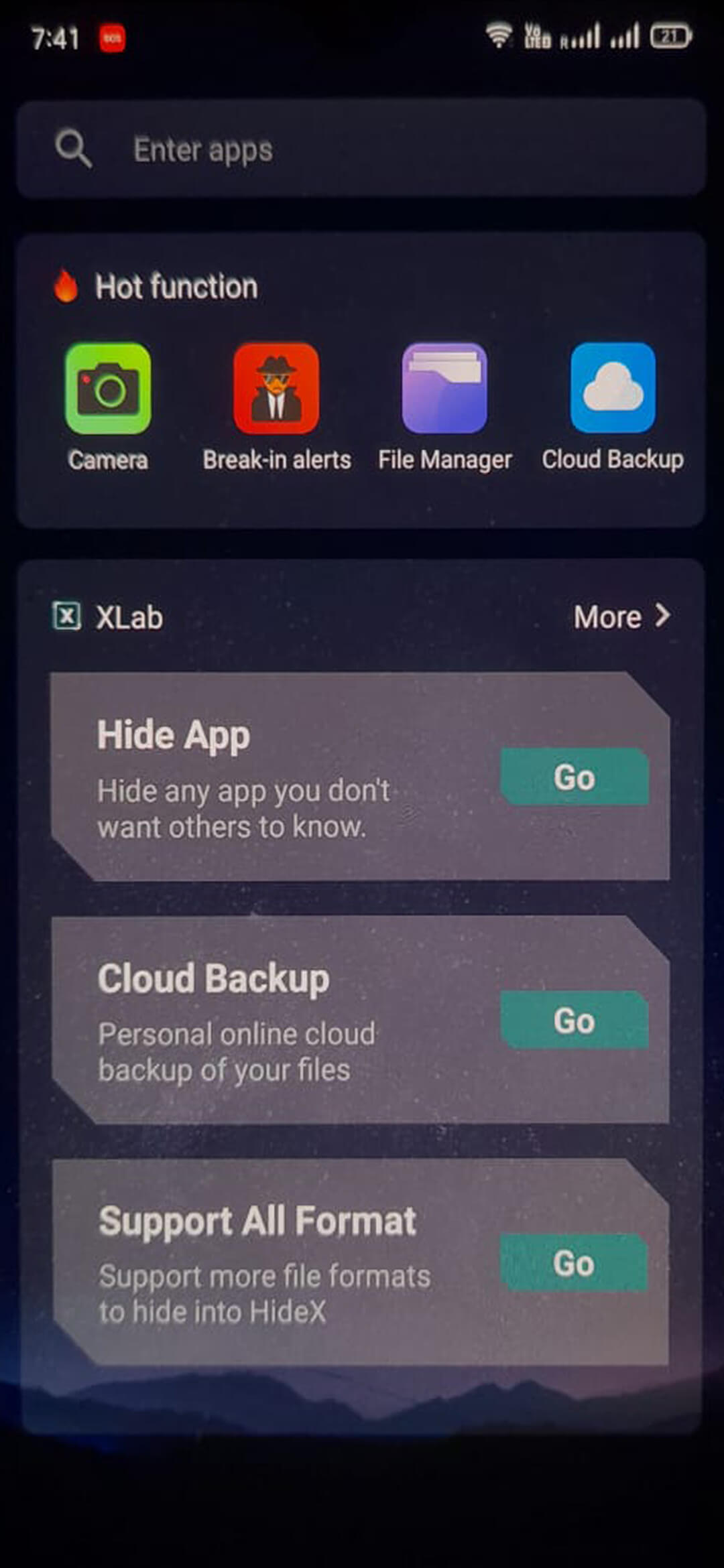 HideX screenshot