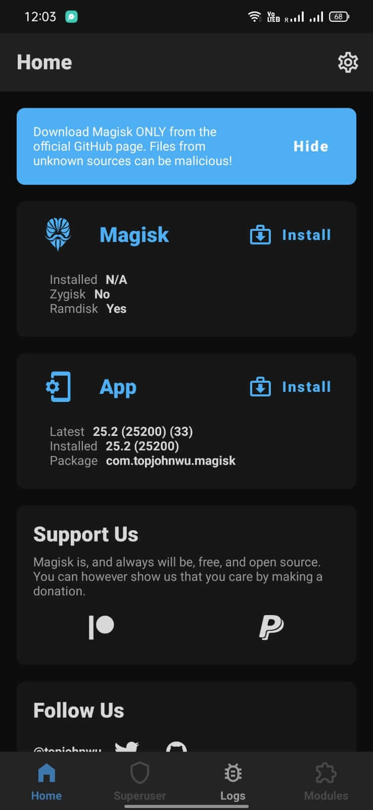 Magisk Manager screenshot