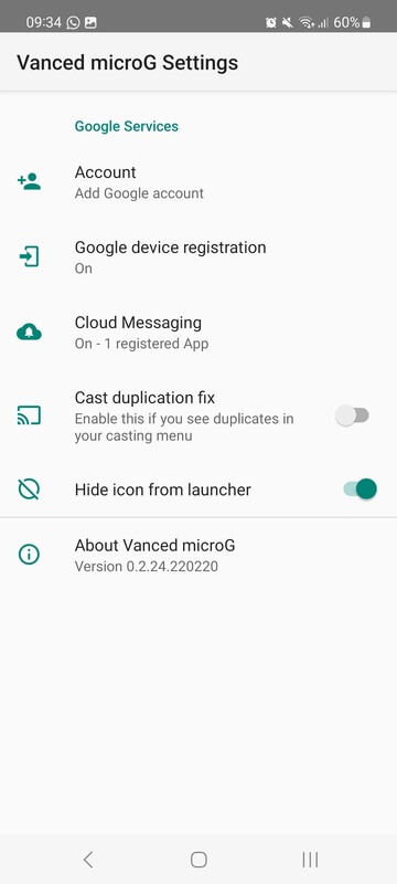 MicroG screenshot