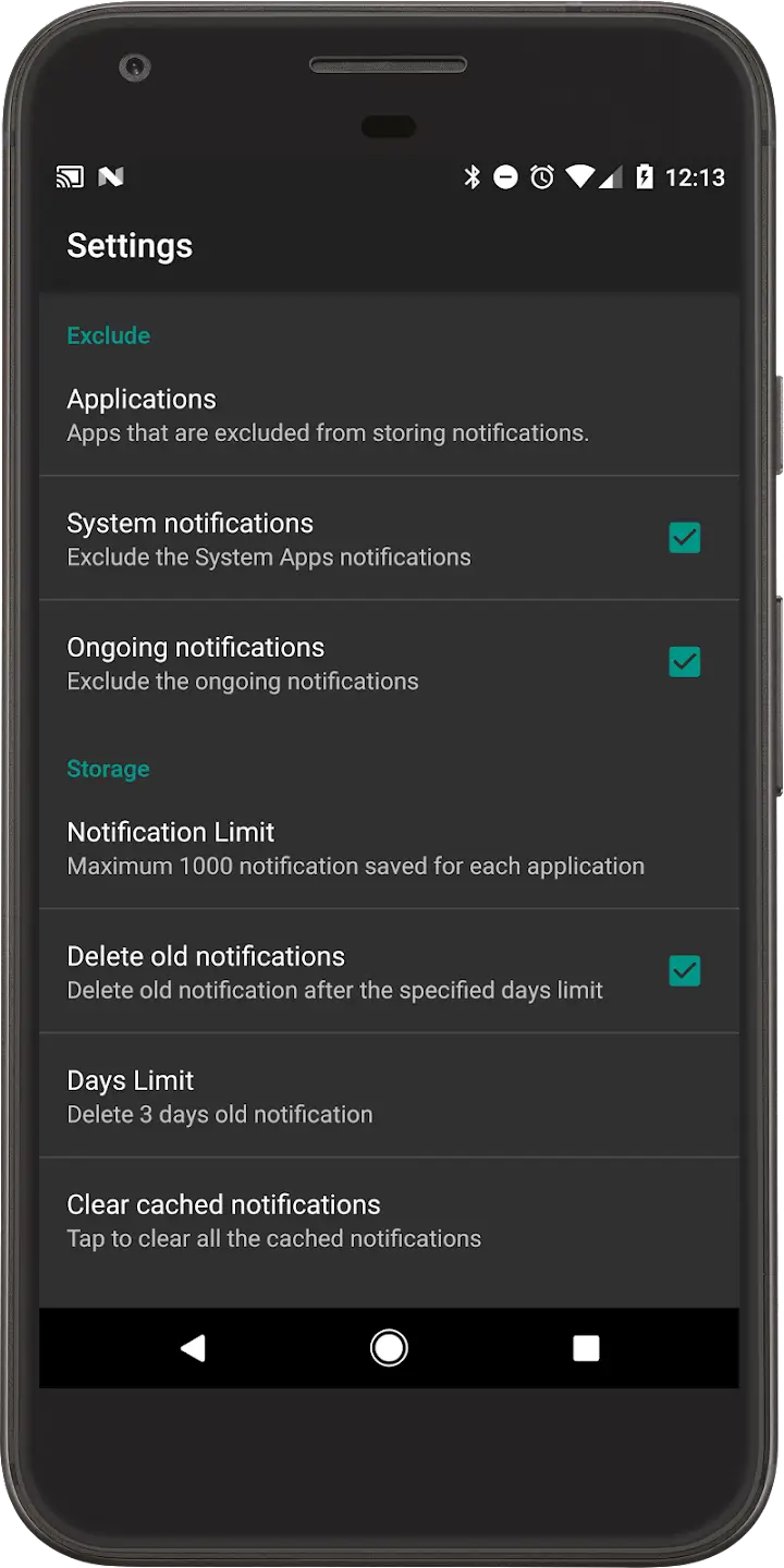Recent Notifications screenshot