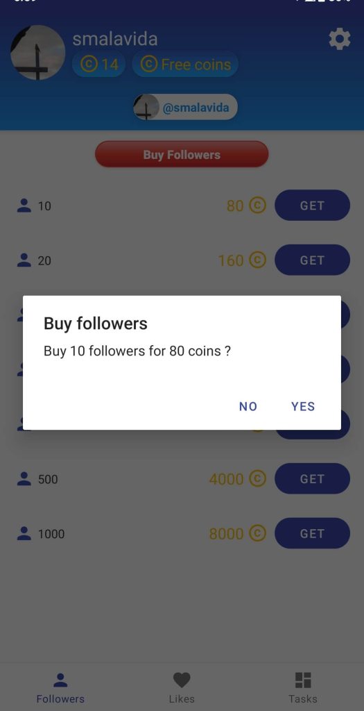 Top Follow screenshot