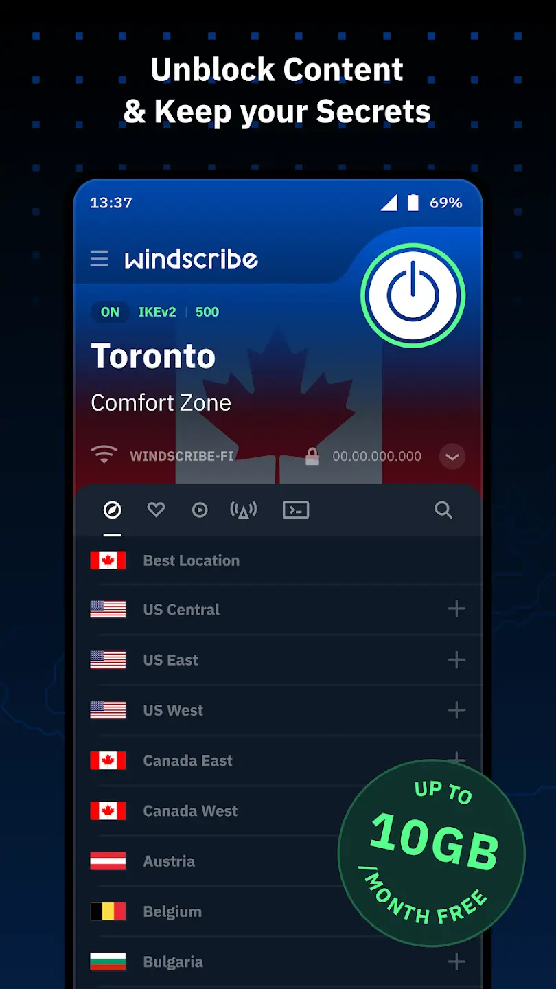 Windscribe screenshot