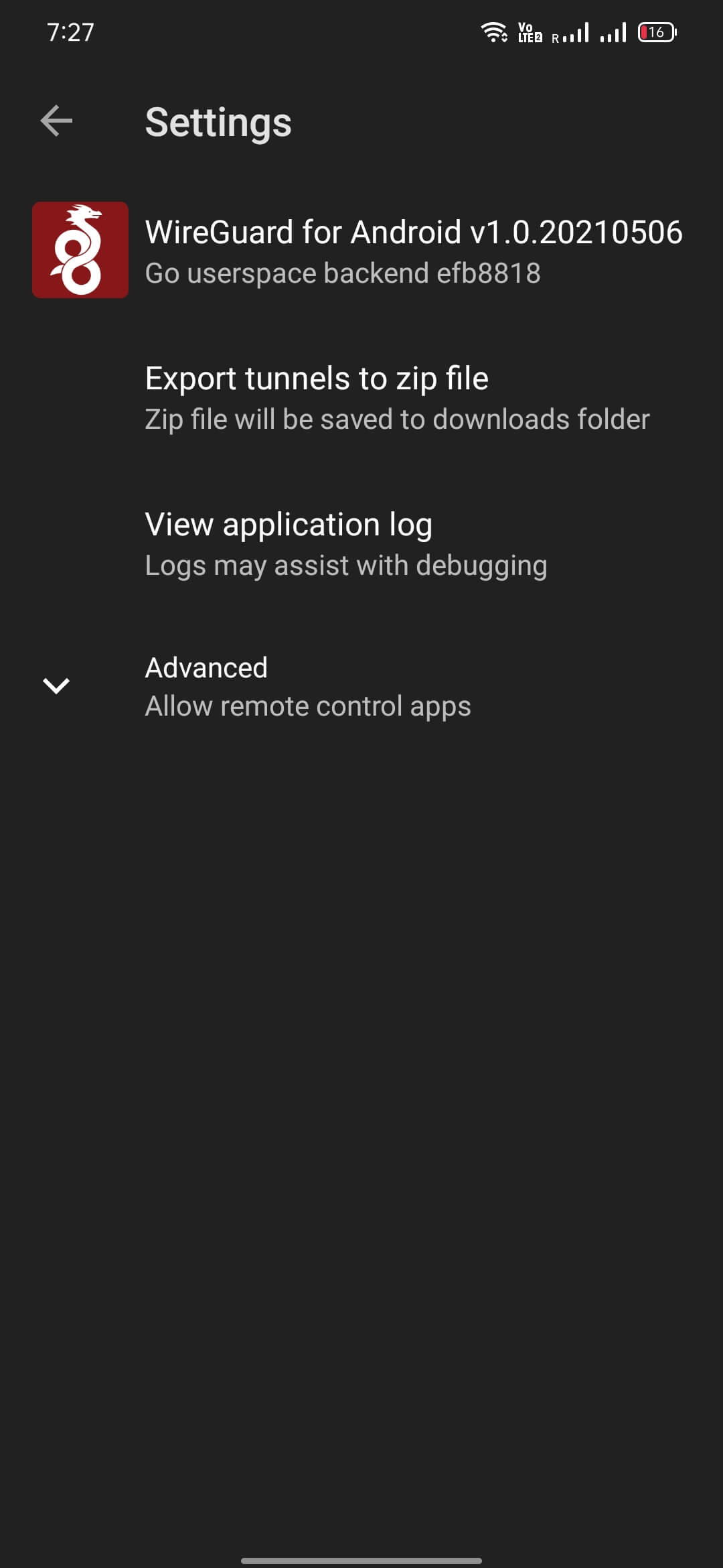 WireGuard screenshot