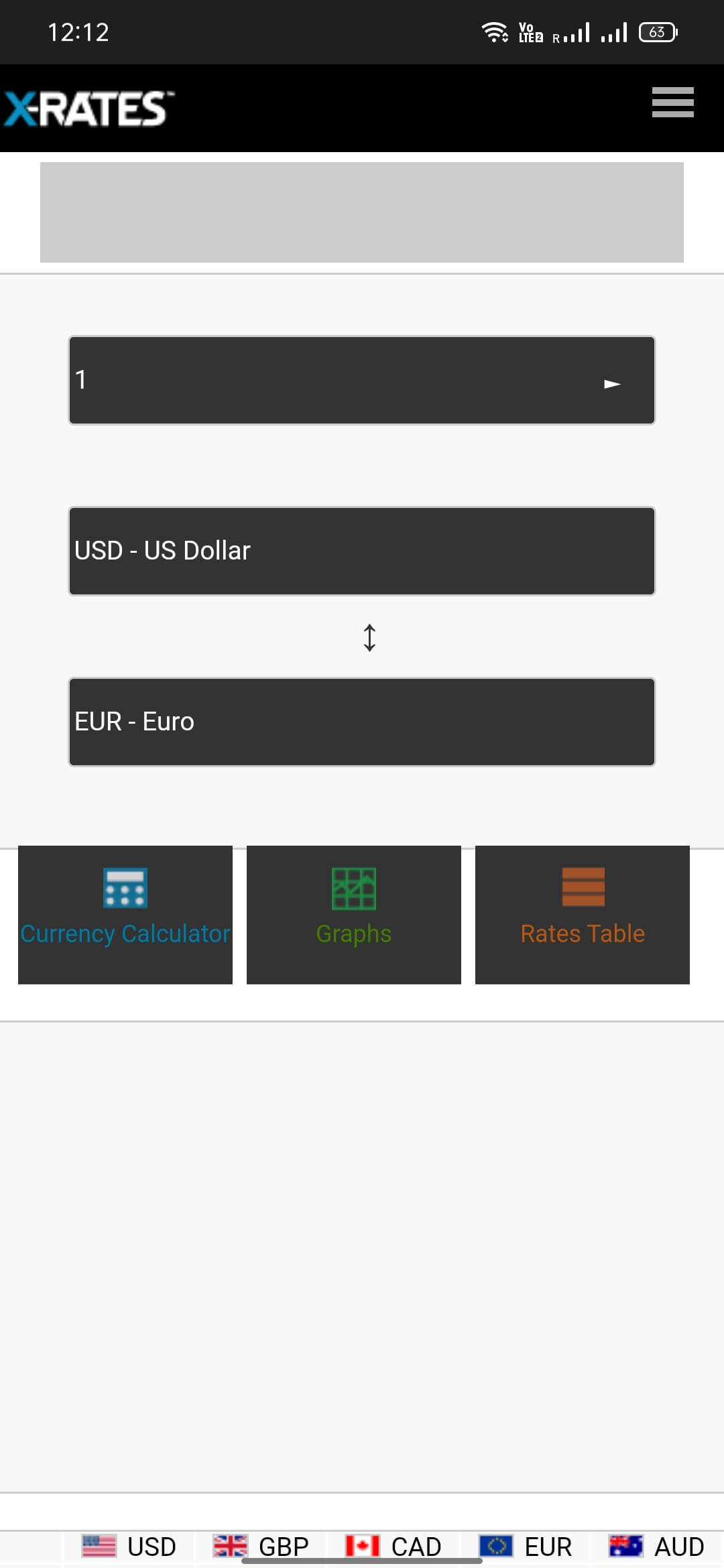 XRates screenshot