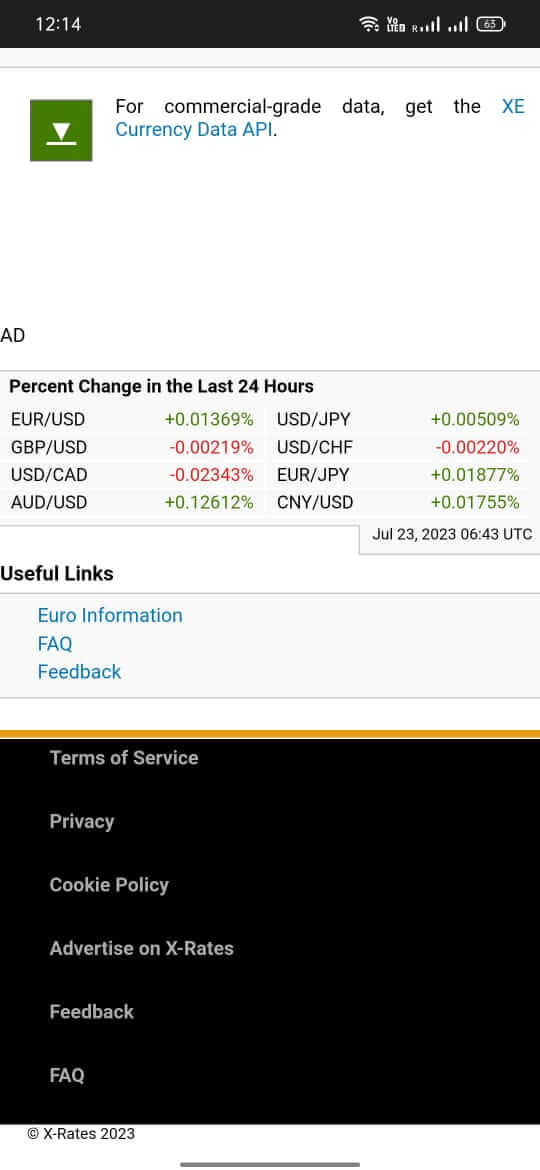 XRates screenshot